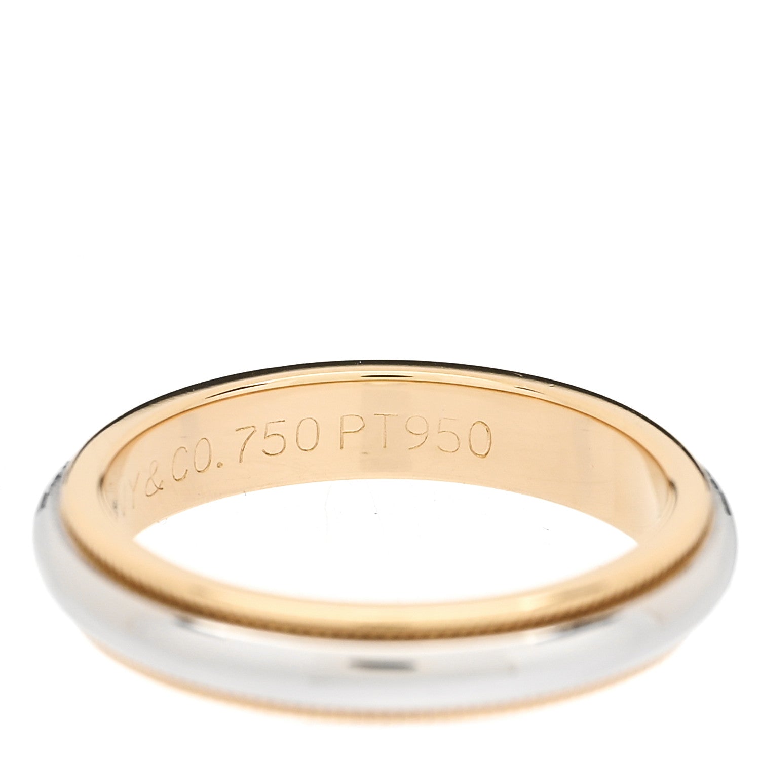 Tiffany Platinum 18K Yellow Gold 3.5mm Together Milgrain Wedding Band Ring 49 5 5 of 5