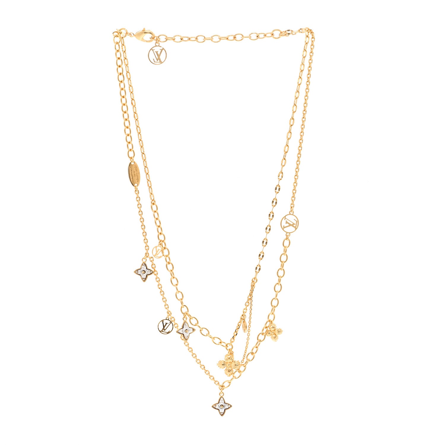 Louis Vuitton Metal Blooming Strass Necklace Gold 3 of 7
