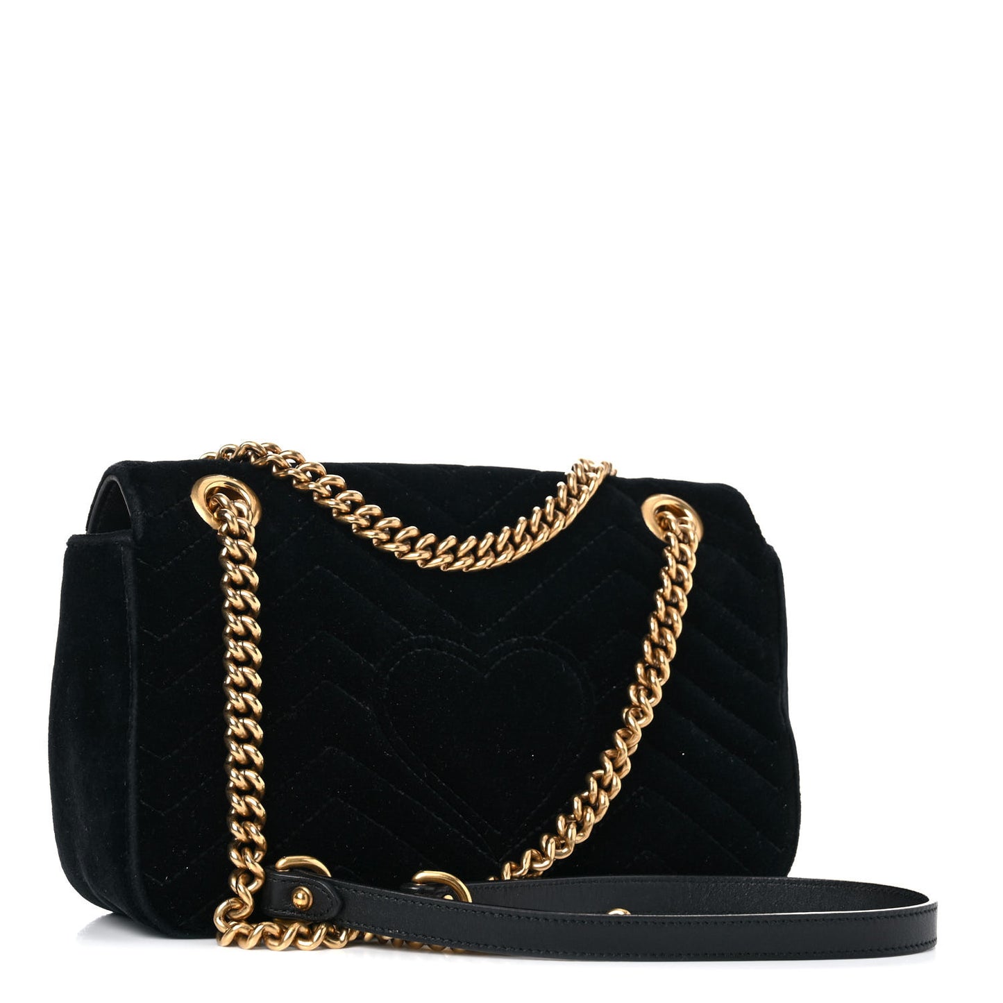 Velvet Matelasse Marquise Crystals Embroidered Small GG Marmont Shoulder Bag Black