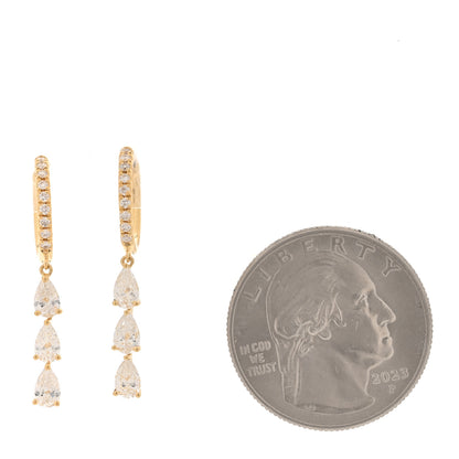 Anita Ko 18K Yellow Gold Diamond Pear Huggie Drop Earrings 2 of 4