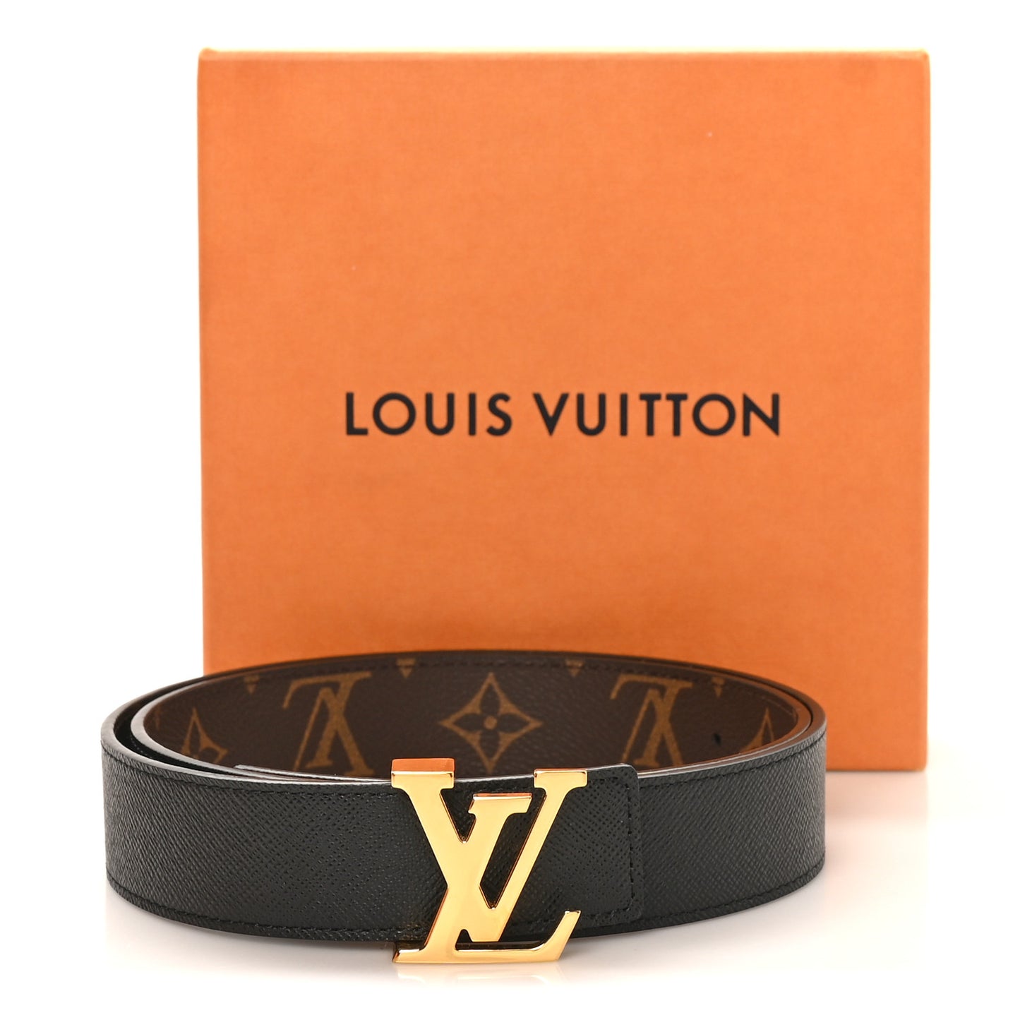 Calfskin Monogram 30mm LV Initiales Reversible Belt 80 32 Black