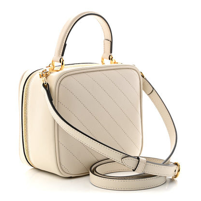 Gucci Sakai Be Green Calfskin Diagonal Stitched Blondie Top Handle Bag Mystic White 3 of 10