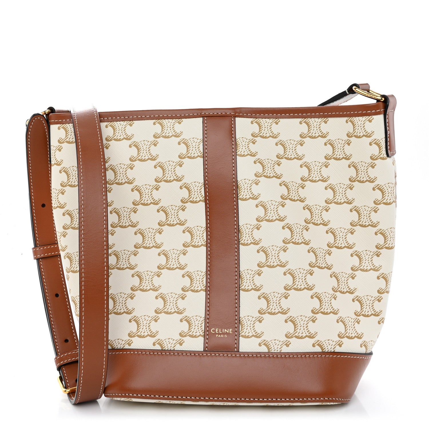 Celine Triomphe Canvas Calfskin Small Bucket Bag White 1 of 9