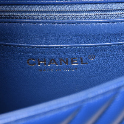 Chanel Caviar Chevron Quilted Mini Square Flap Blue 6 of 10