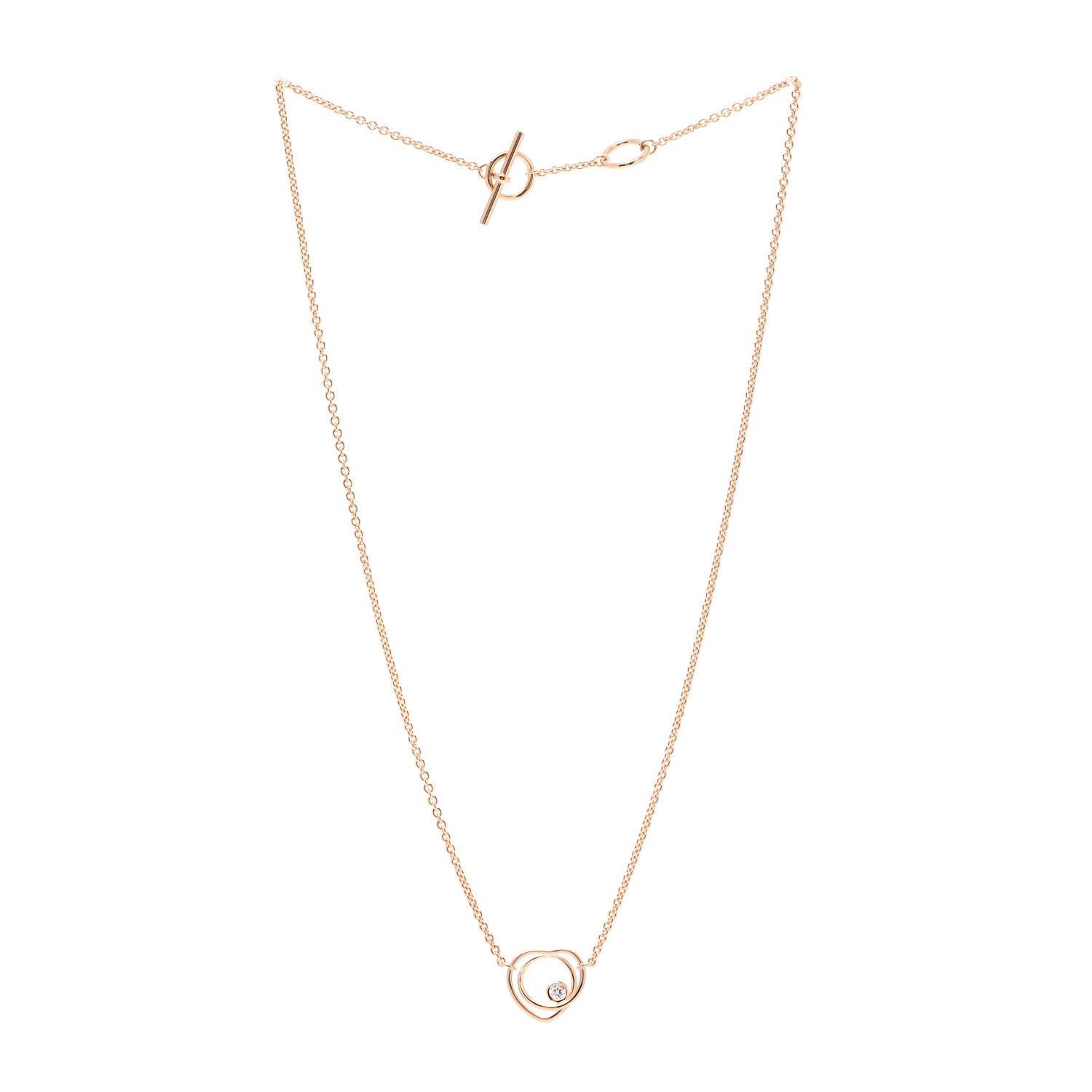 Hermes 18K Rose Gold Diamond TPM Vertige Coeur Necklace ST 3 of 5