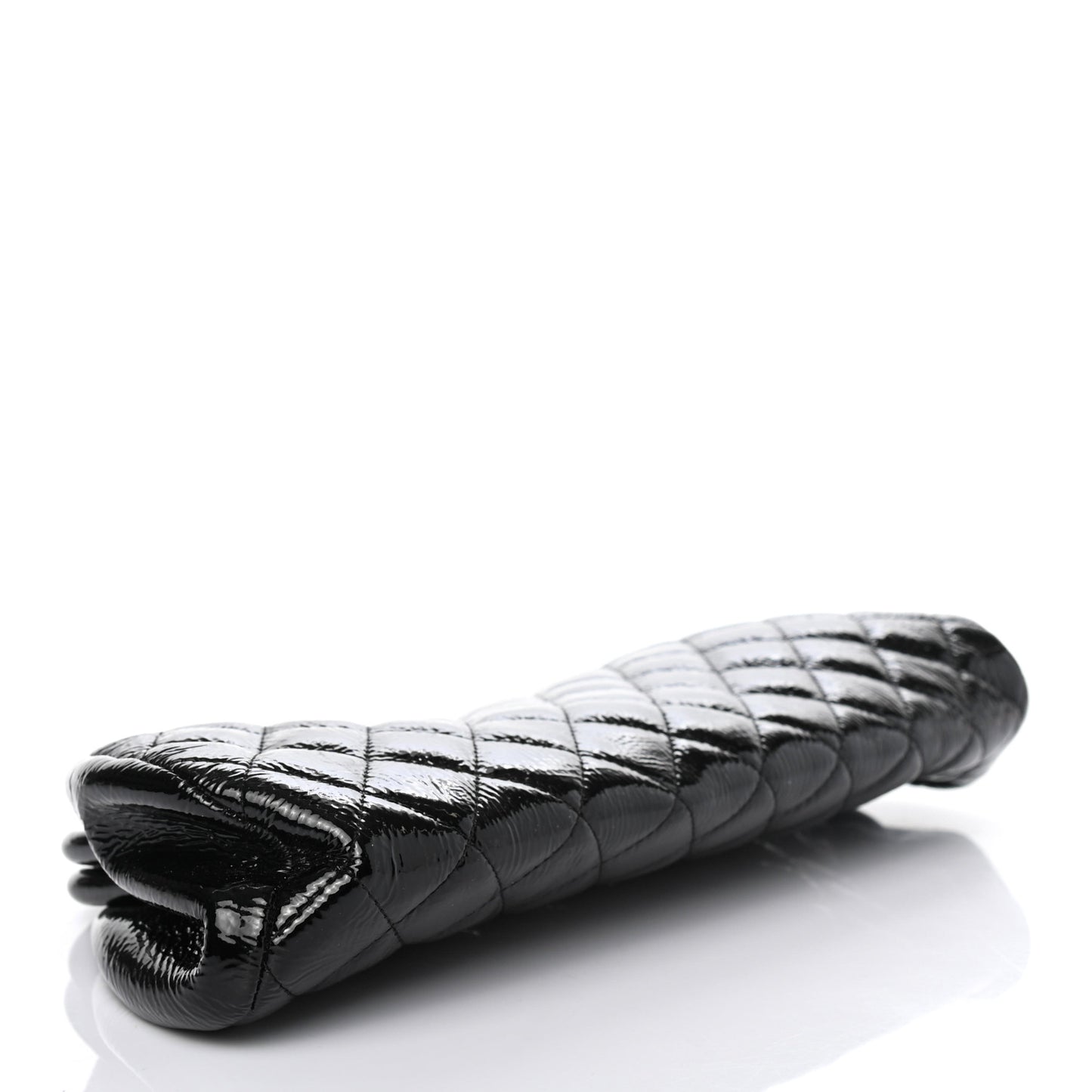 Distressed Patent Quilted Timeless Clutch Black