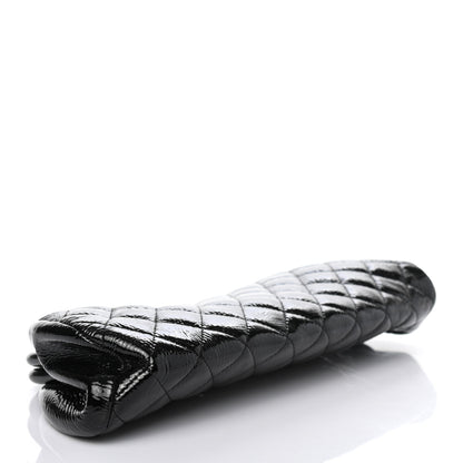 Chanel Distressed Patent Quilted Timeless Clutch Black 3 of 5