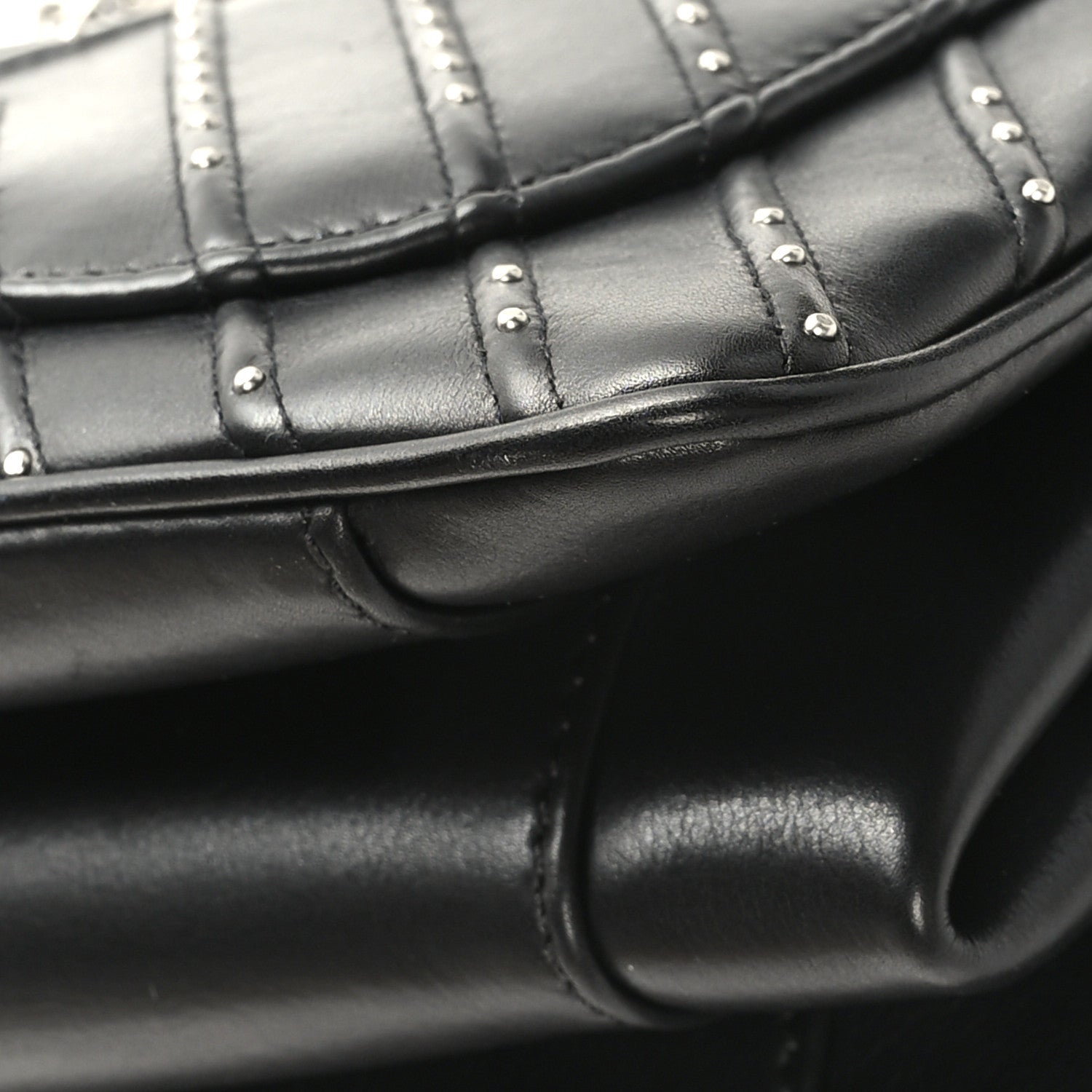 Chanel Calfskin Studded Chevron Quilted Flap Black 11 of 12