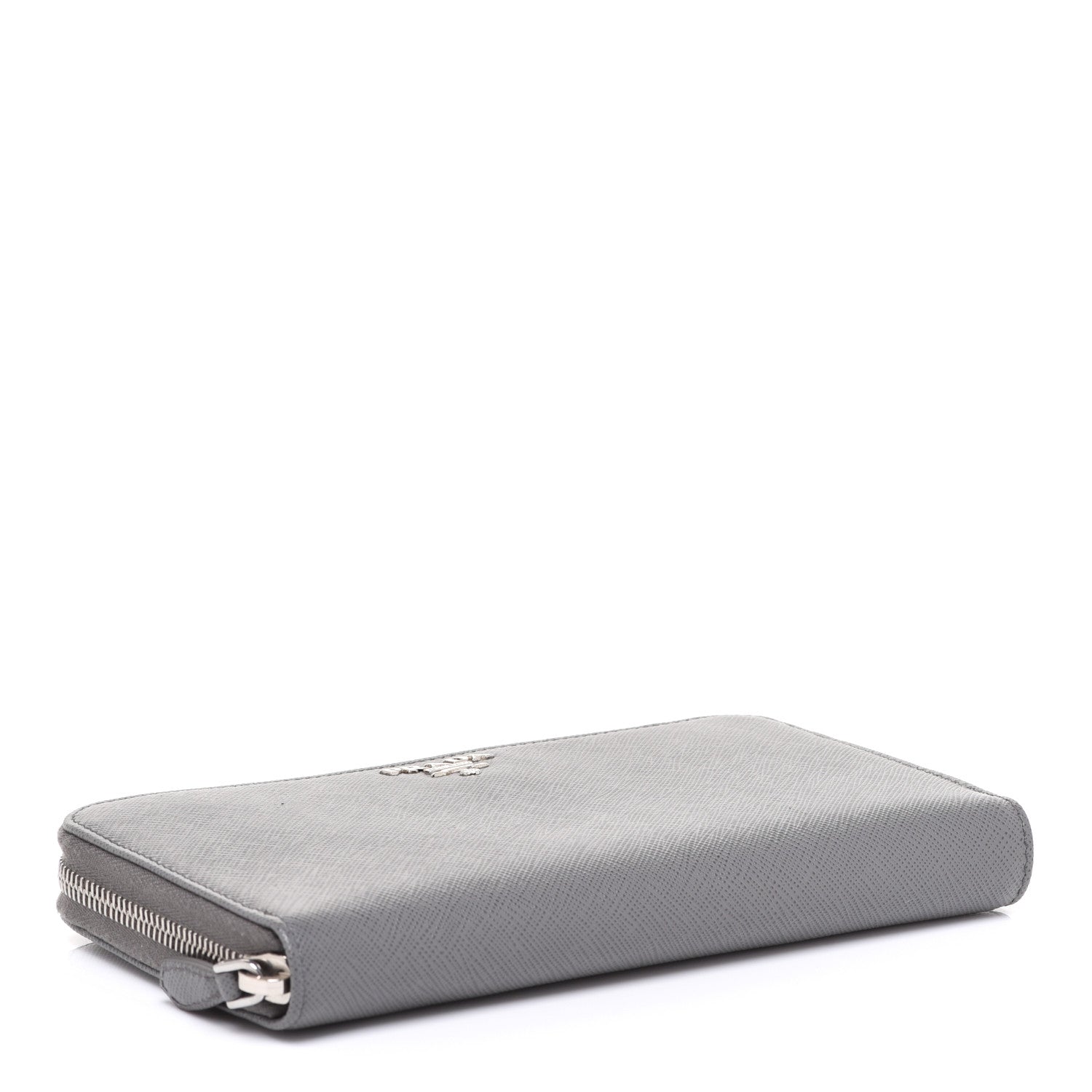 Prada Saffiano Metal Zip Around Wallet Grey 4 of 6