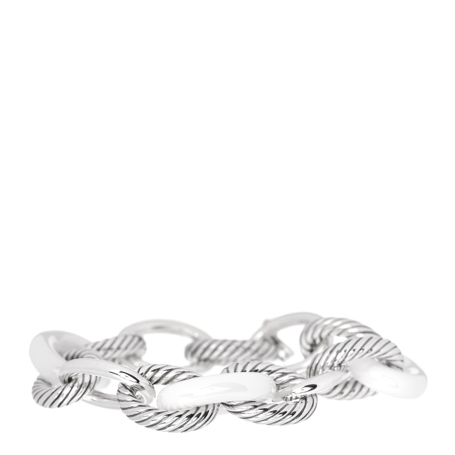David Yurman Sterling Silver White Ceramic 17mm Extra Large Oval Link Bracelet 1 of 4