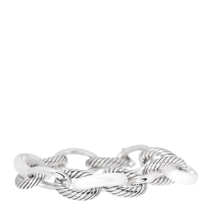 David Yurman Sterling Silver White Ceramic 17mm Extra Large Oval Link Bracelet 1 of 4