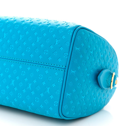 Louis Vuitton Calfskin Nanogram Embossed Speedy 20 Bleu 9 of 10