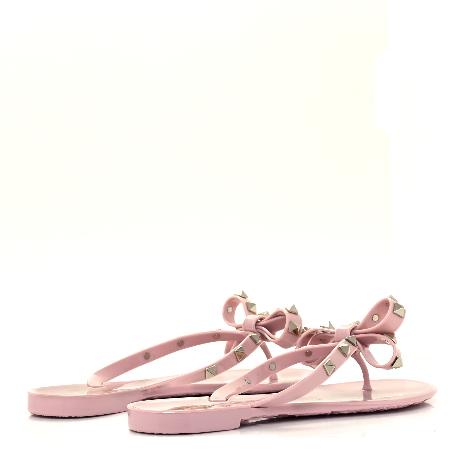 Valentino Garavani PVC Jelly Rockstud Bow Thong Sandals 36 Water Rose 4 of 10