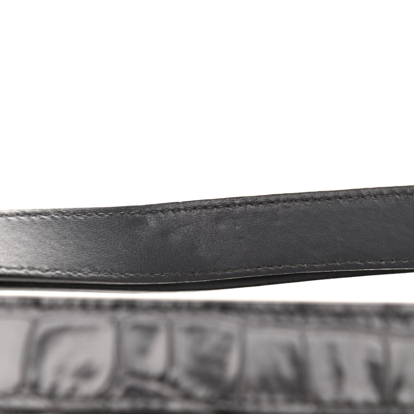 Calfskin Crocodile Embossed Small Mystic Shoulder Bag Storm Grey