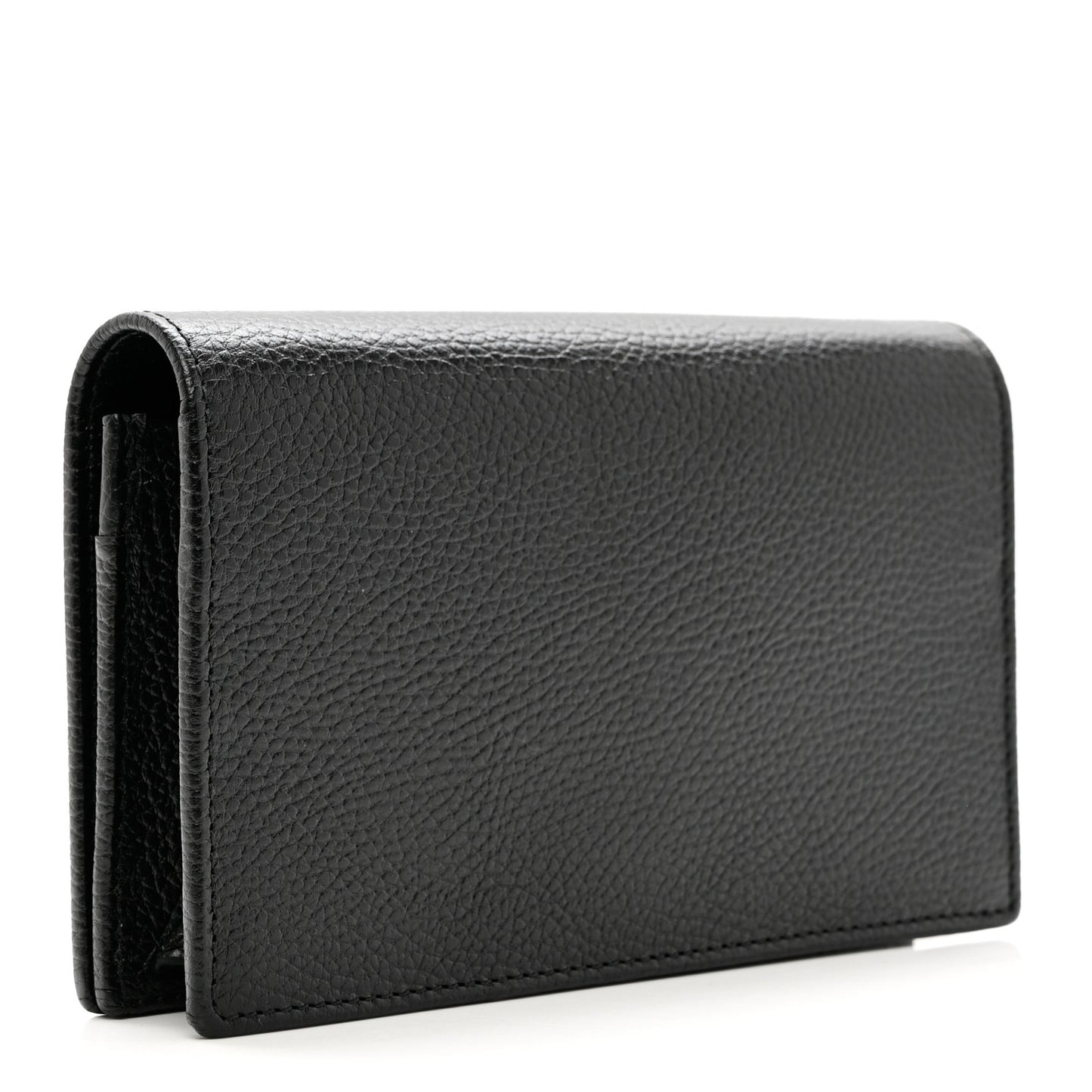 Dollar Calfskin Enamel Monochrome Mini GG Marmont Chain Wallet Black