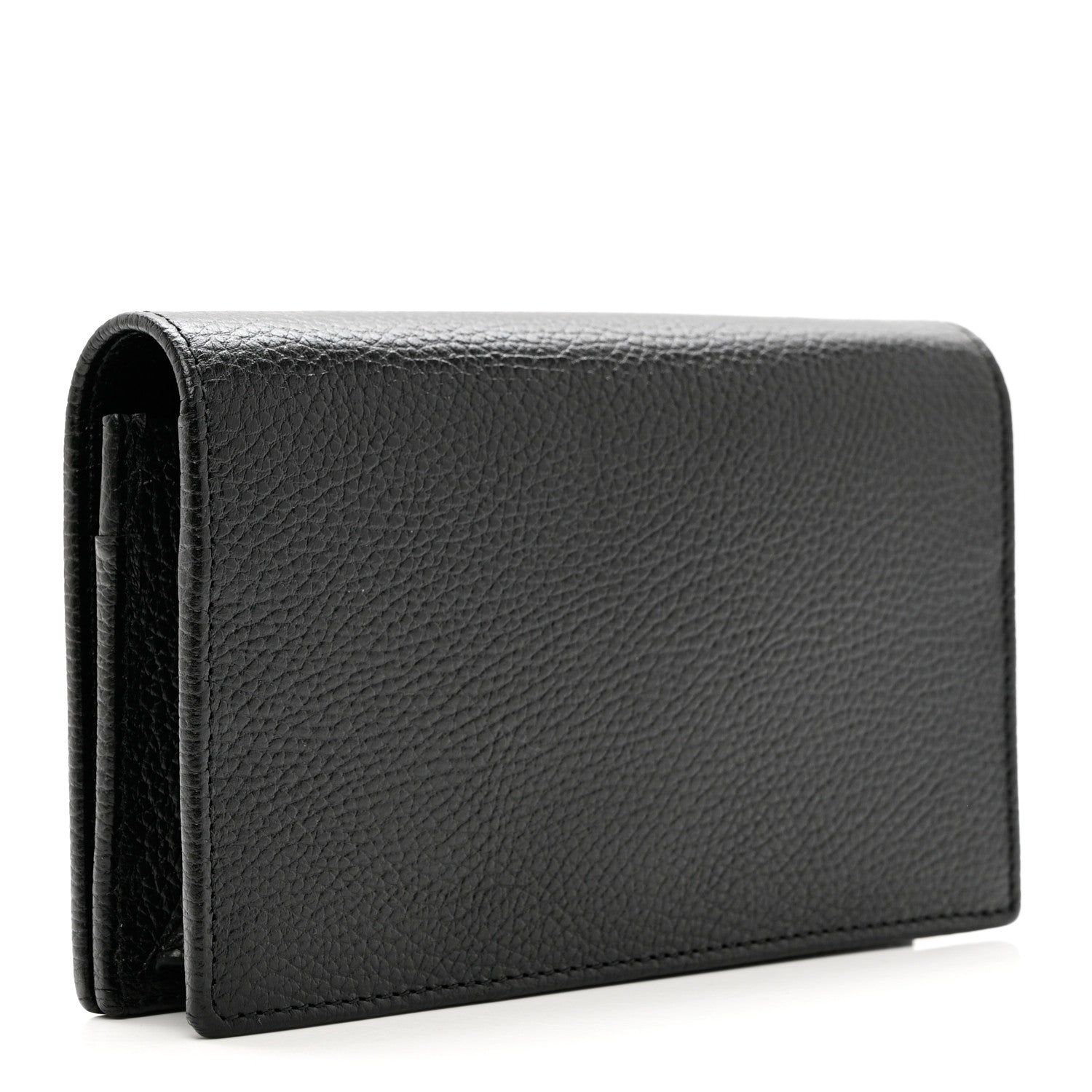 Gucci Dollar Calfskin Enamel Monochrome Mini GG Marmont Chain Wallet Black 3 of 8