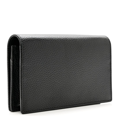Gucci Dollar Calfskin Enamel Monochrome Mini GG Marmont Chain Wallet Black 3 of 8