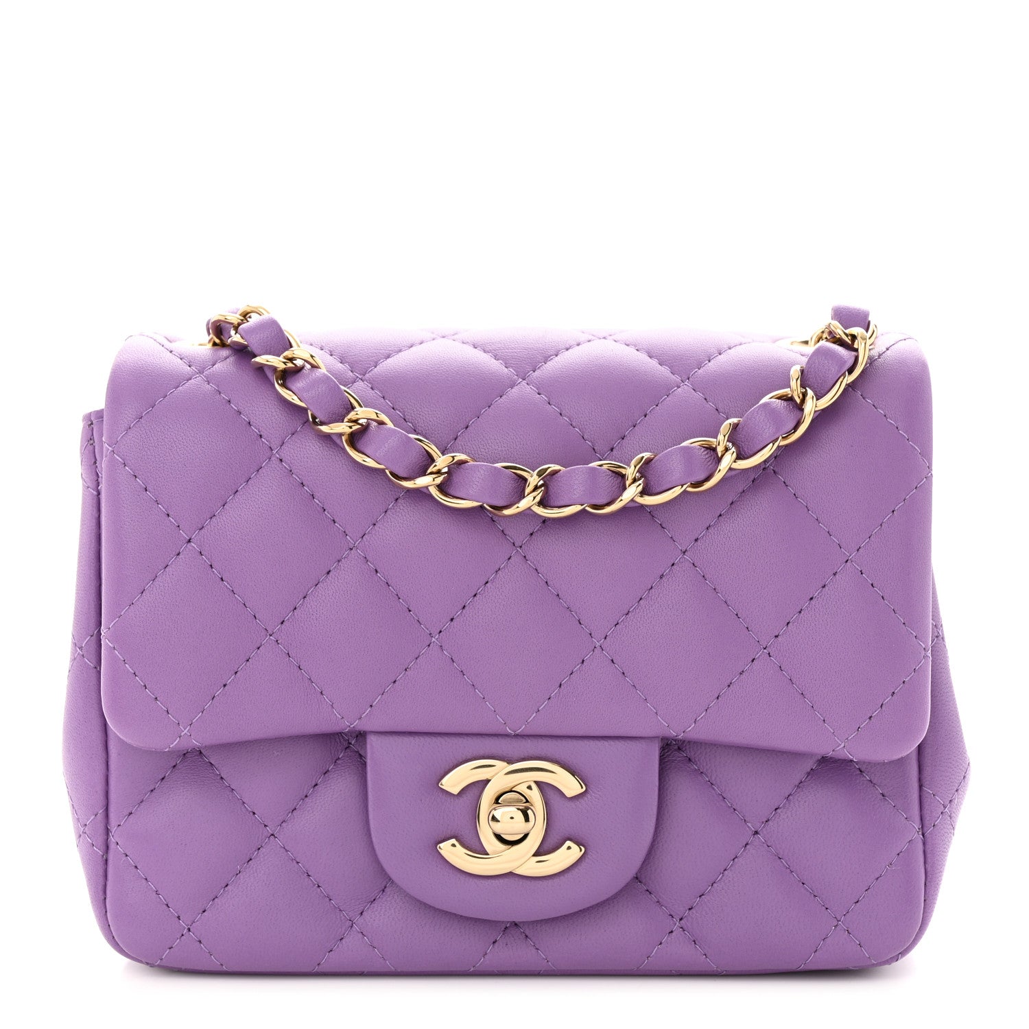 Chanel Lambskin Quilted Mini Square Flap Purple 1 of 11