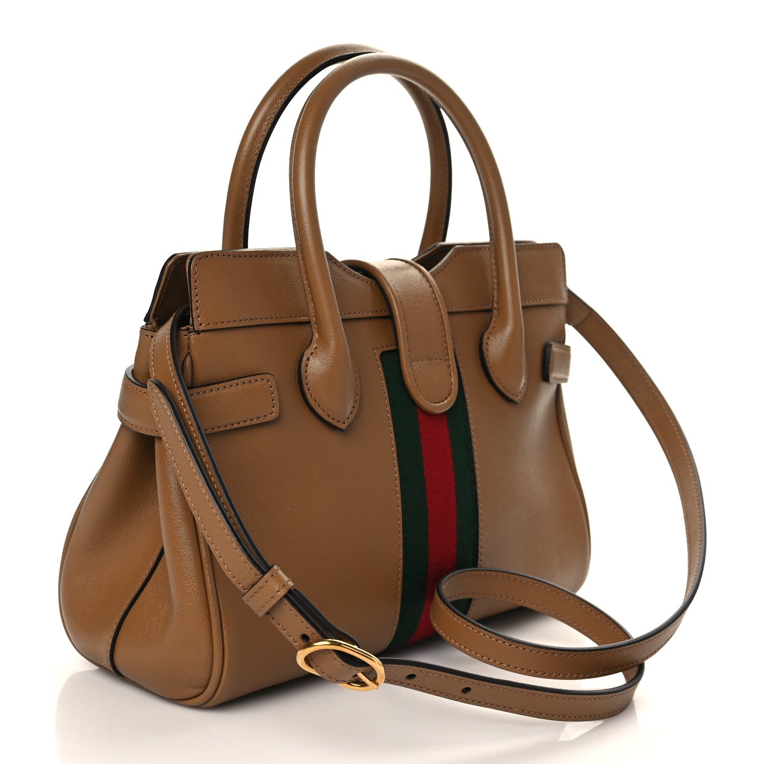 Gucci New Sakai Calfskin Lux Web Small Dahlia Top Handle Shoulder Bag Quarz Beige 2 of 7