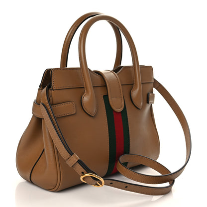 Gucci New Sakai Calfskin Lux Web Small Dahlia Top Handle Shoulder Bag Quarz Beige 2 of 7