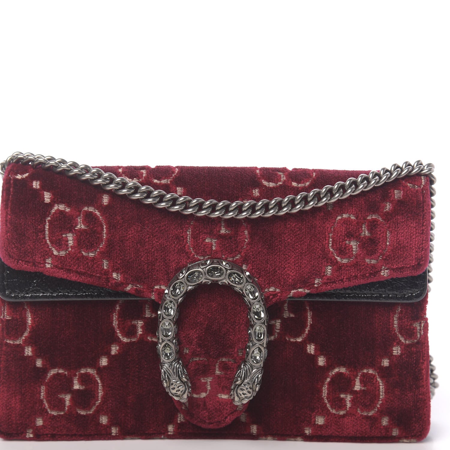 Gucci Velvet GG Monogram Super Mini Dionysus Shoulder Bag Red Cipria Black 9 of 9