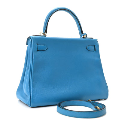 Hermes Evercolor Kelly Retourne 28 Bleu Zanzibar 2 of 9