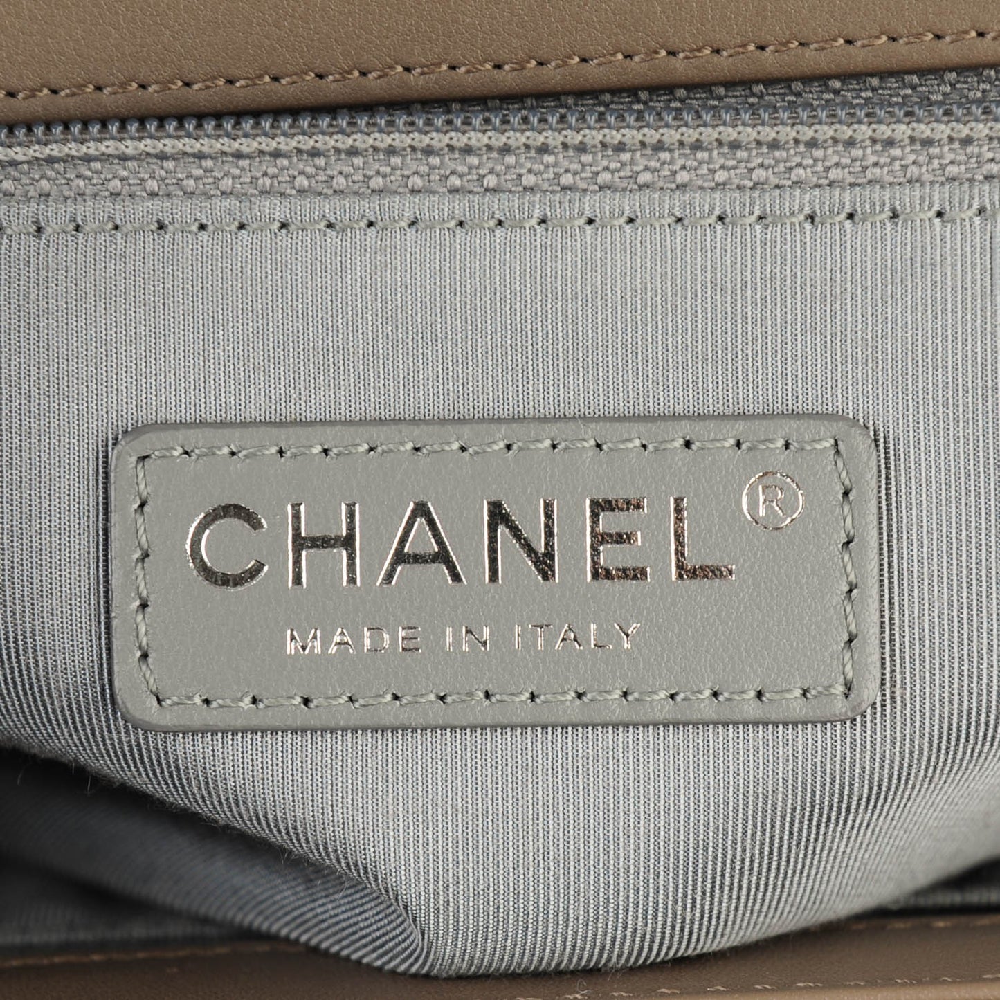 Calfskin Chevron Large Boy Flap Grey