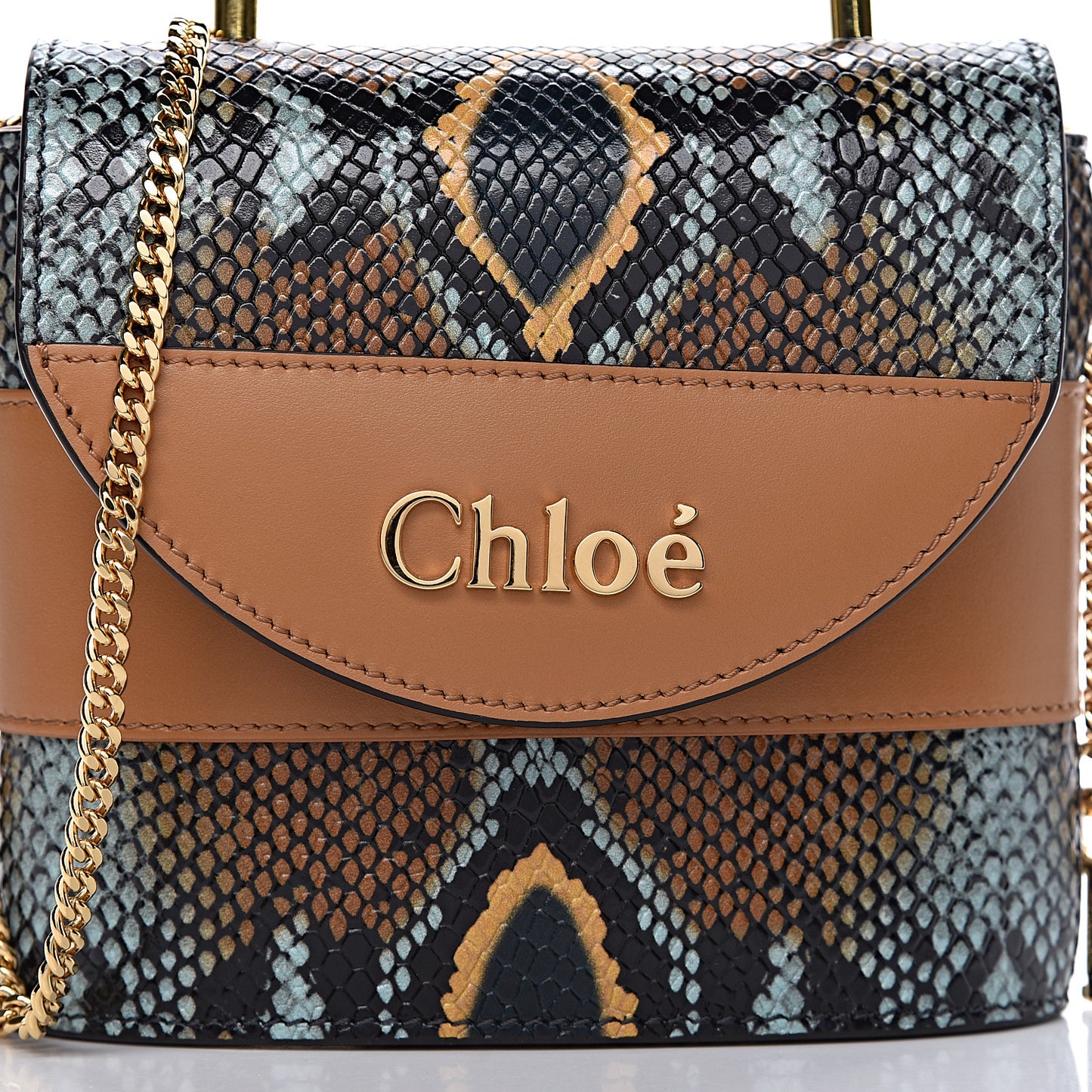 Calfskin Python Embossed Small Aby Lock Faded Blue