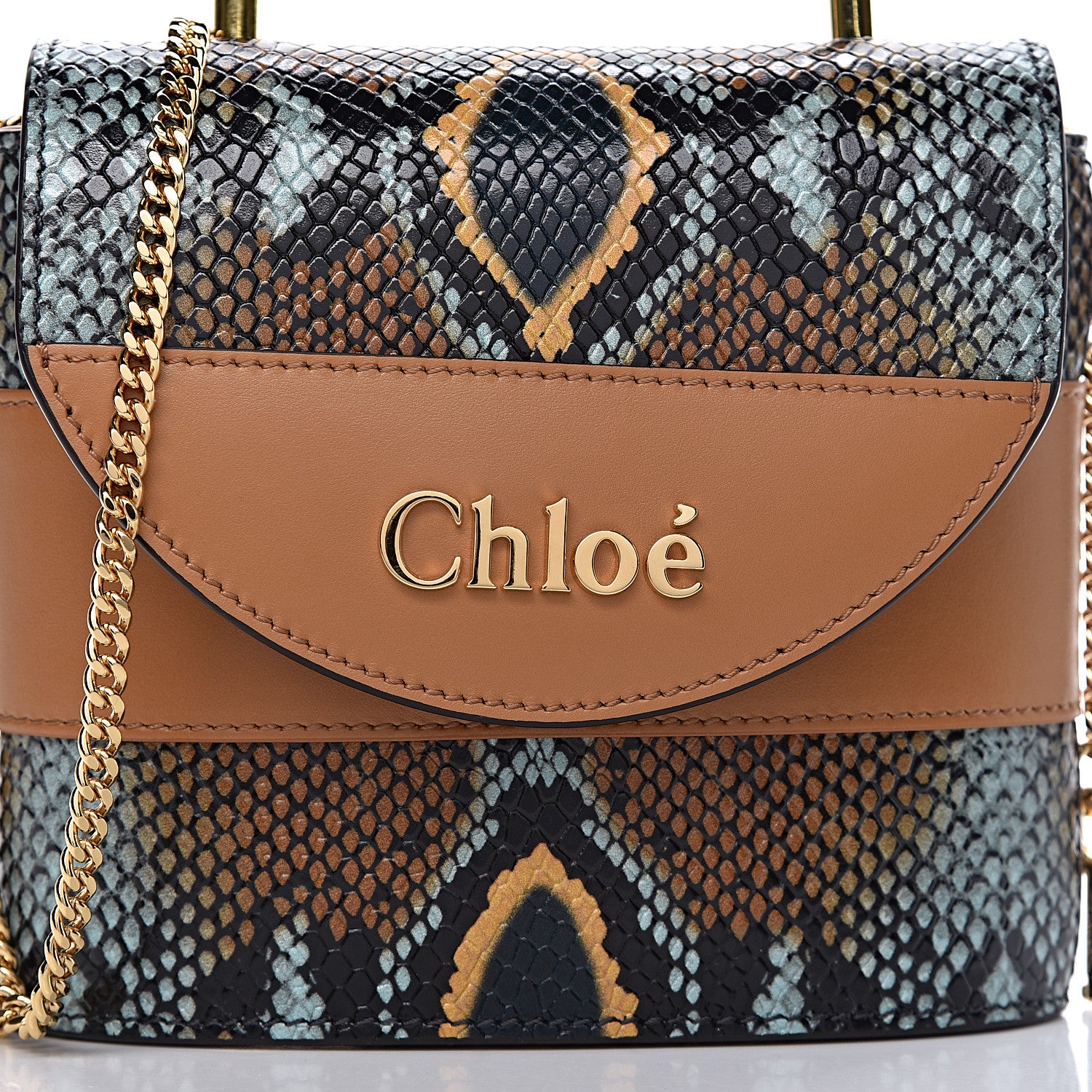 Chloe Calfskin Python Embossed Small Aby Lock Faded Blue 9 of 9
