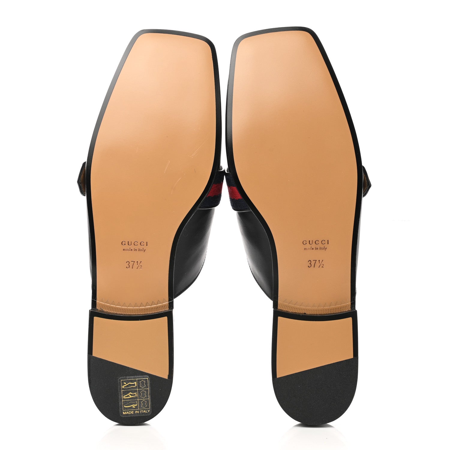 Gucci Calfskin Web Womens Peyton GG Slippers 37.5 Black 3 of 9
