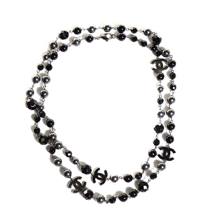 Chanel Ruthenium Beaded CC Long Necklace Black 1 of 5