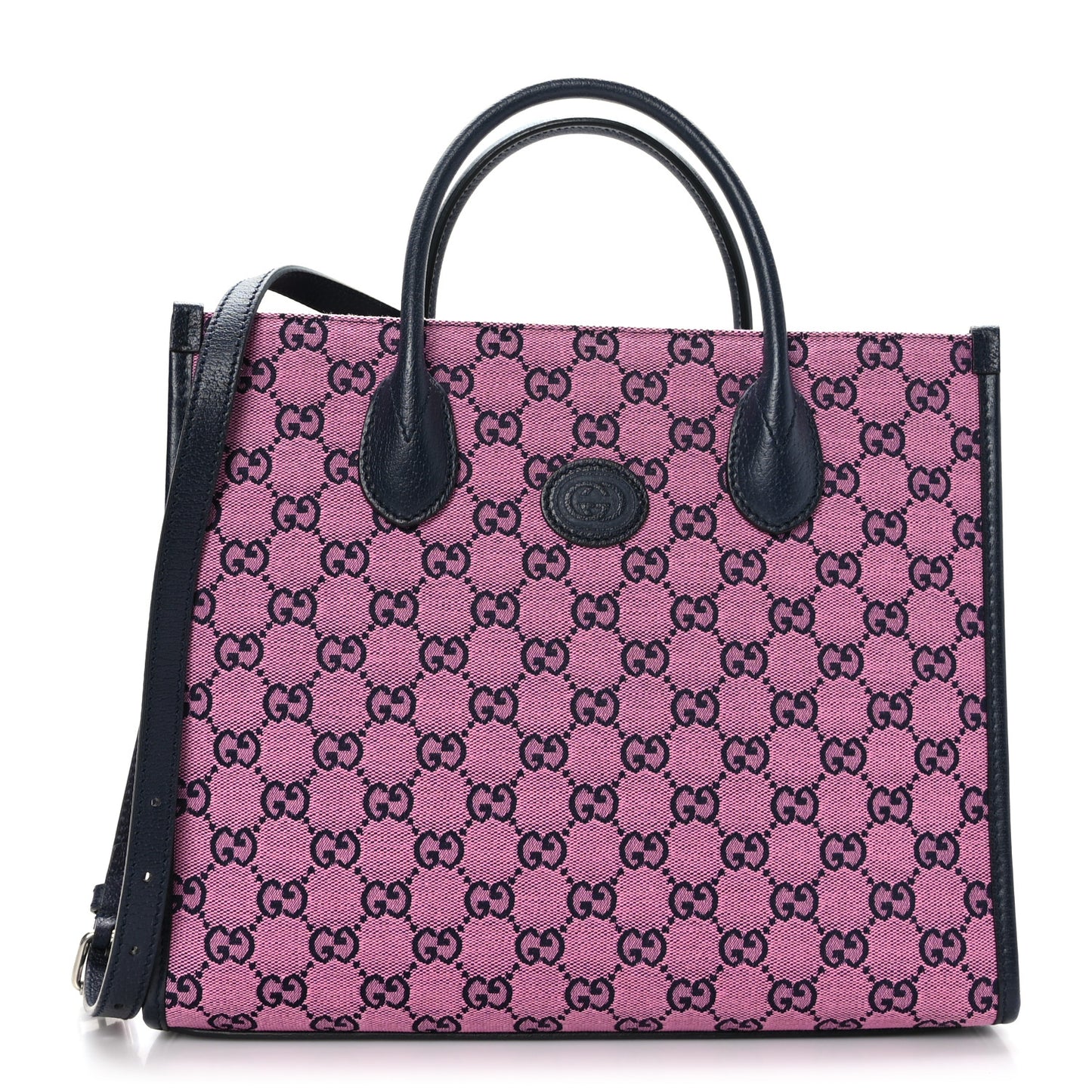 Monogram Multicolor Textured Dollar Calfskin Small Retro Interlocking G Tote Bag Pink Blue