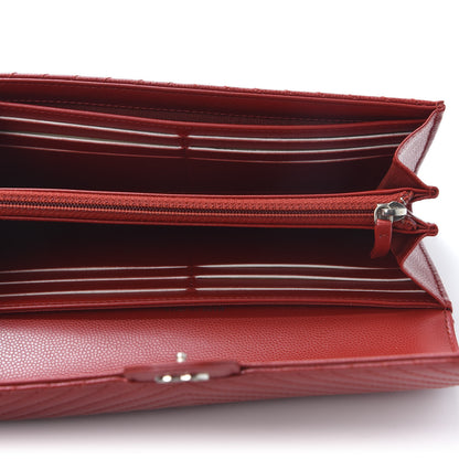 Chanel Caviar Chevron Quilted Large Flap Wallet Dark Red 4 of 11