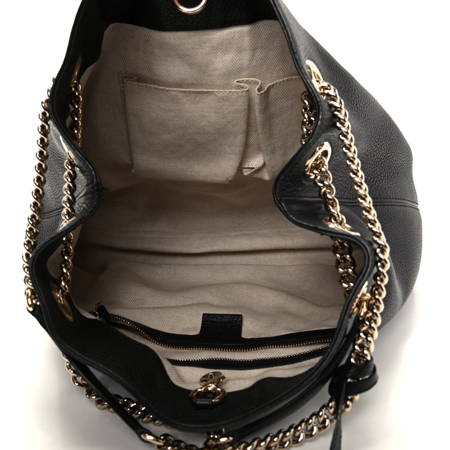 Gucci Pebbled Calfskin Medium Soho Chain Shoulder Bag Black 5 of 9