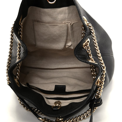 Gucci Pebbled Calfskin Medium Soho Chain Shoulder Bag Black 5 of 9