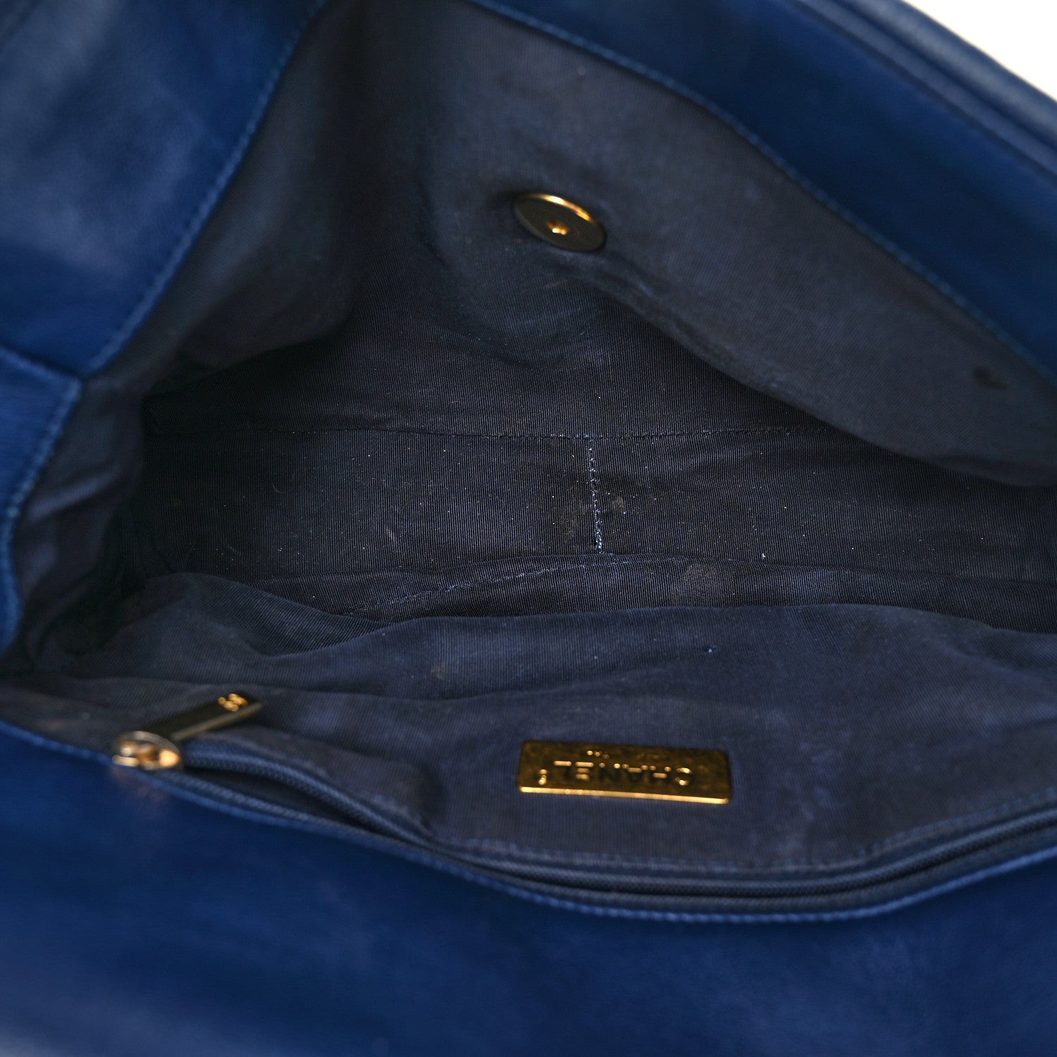 Chanel Goatskin Quilted Large Chanel 19 Flap Dark Blue 5 of 15