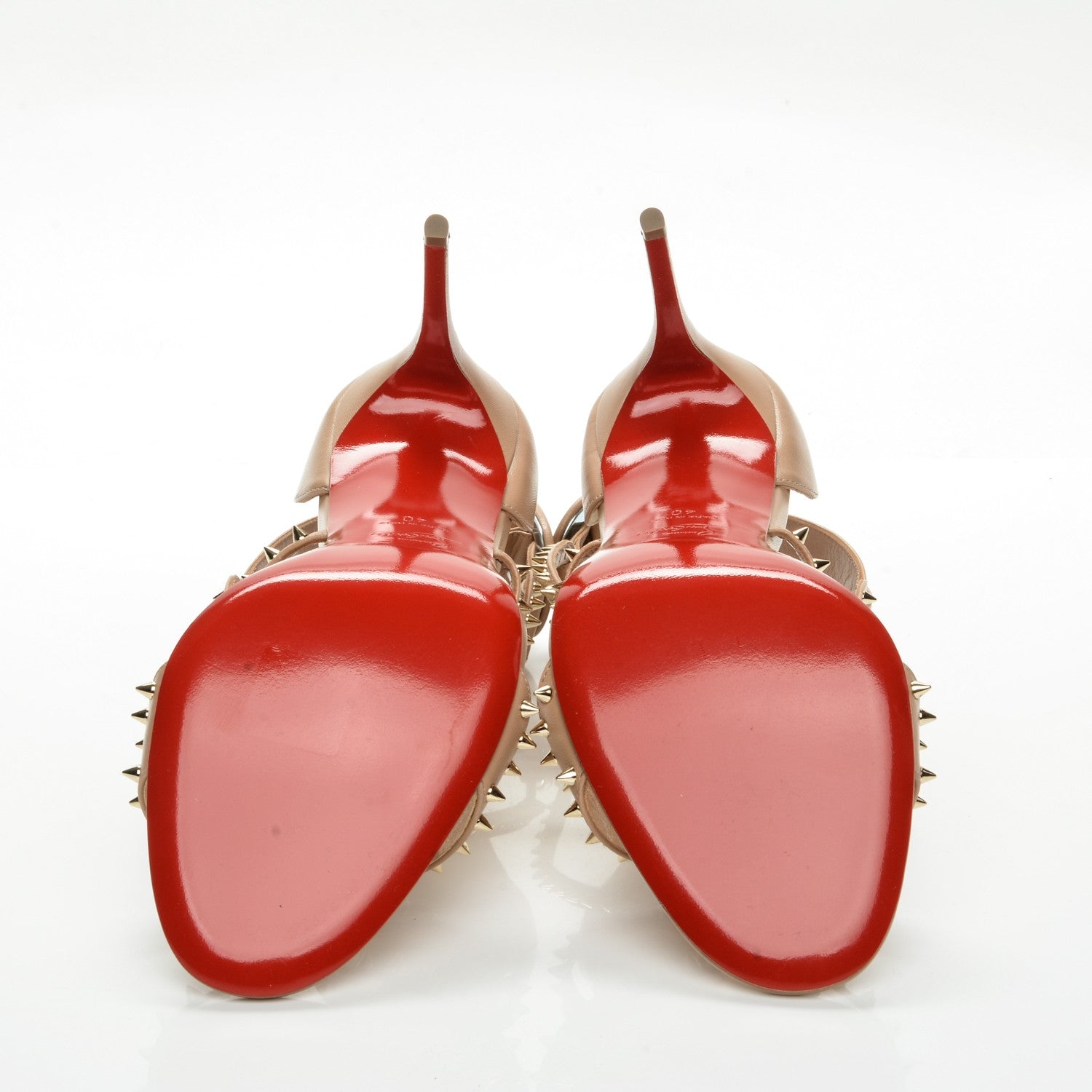 Christian Louboutin Kid Choca Spikes 100 Sandals Nude Light Gold 40 6 of 7
