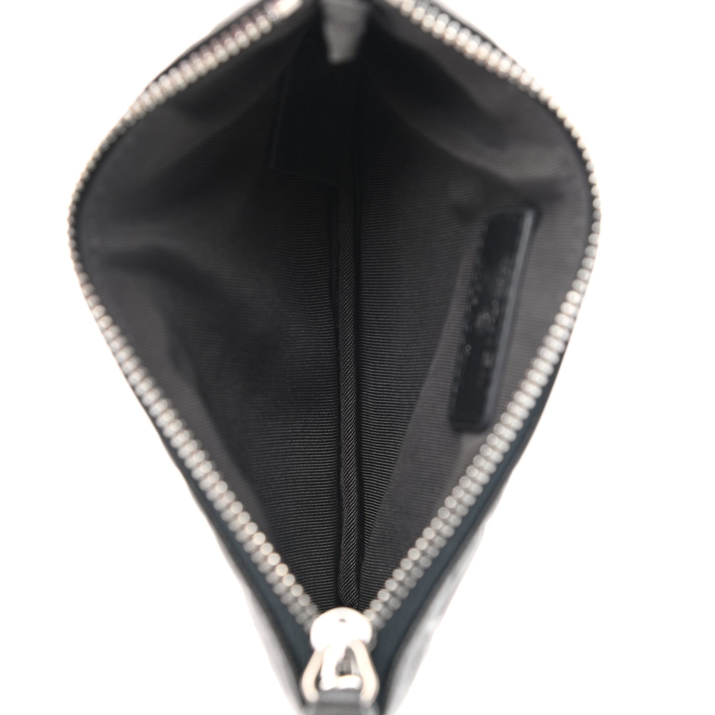 Goatskin Camellia Embossed Cosmetic Pouch Anthracite