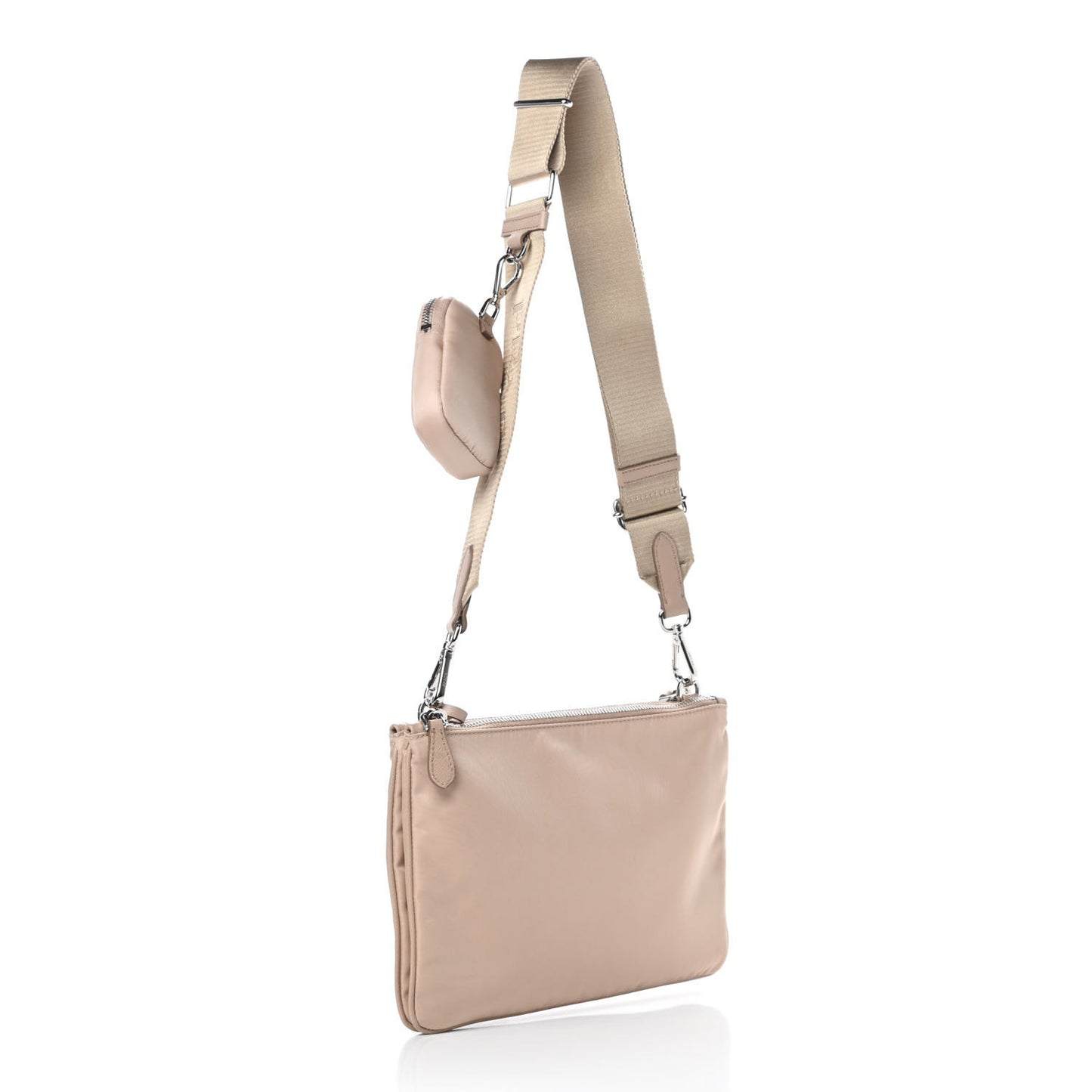 Re-Nylon Saffiano Re-Edition 2000 Double Zip Crossbody Bag Cammeo