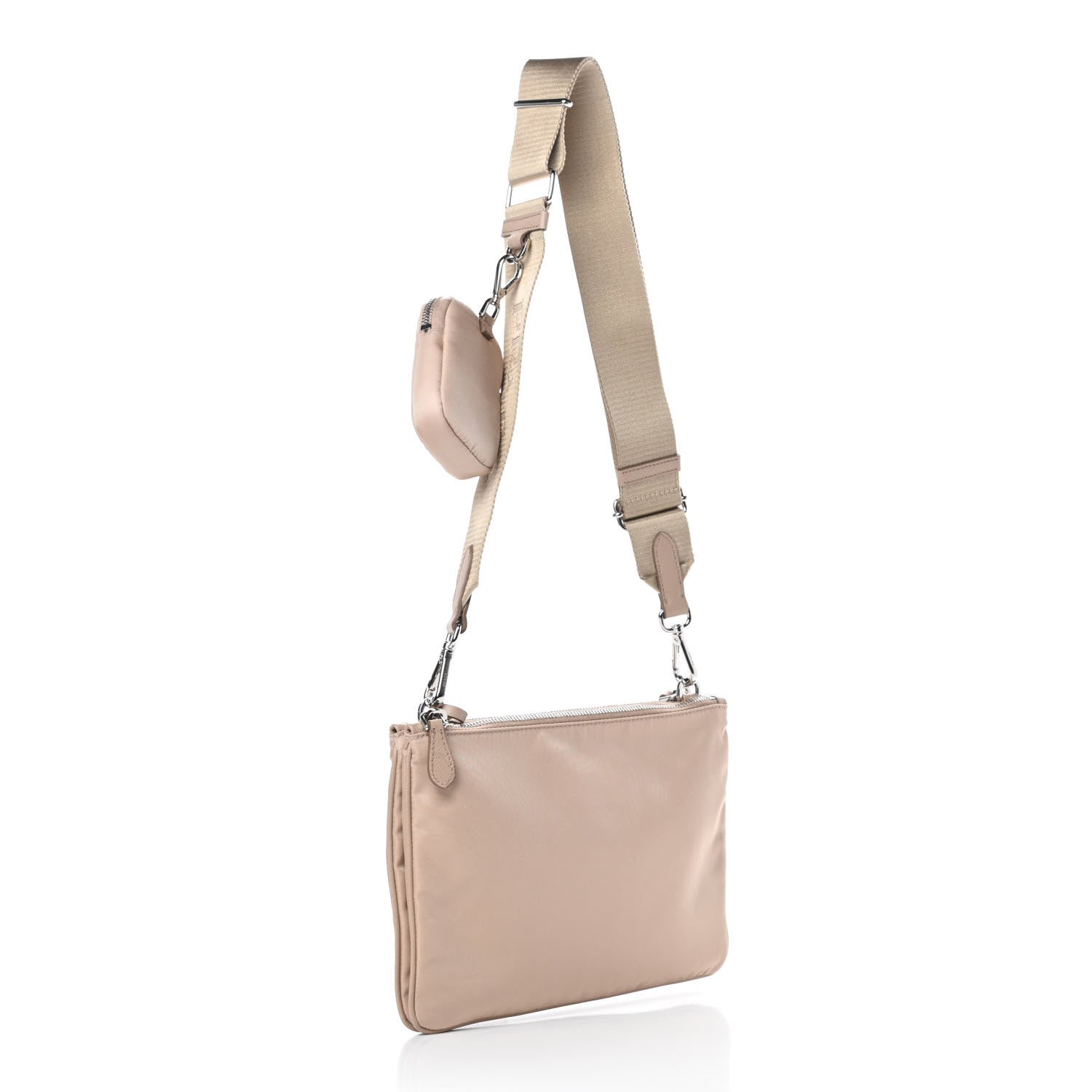 Prada Re-Nylon Saffiano Re-Edition 2000 Double Zip Crossbody Bag Cammeo 3 of 11