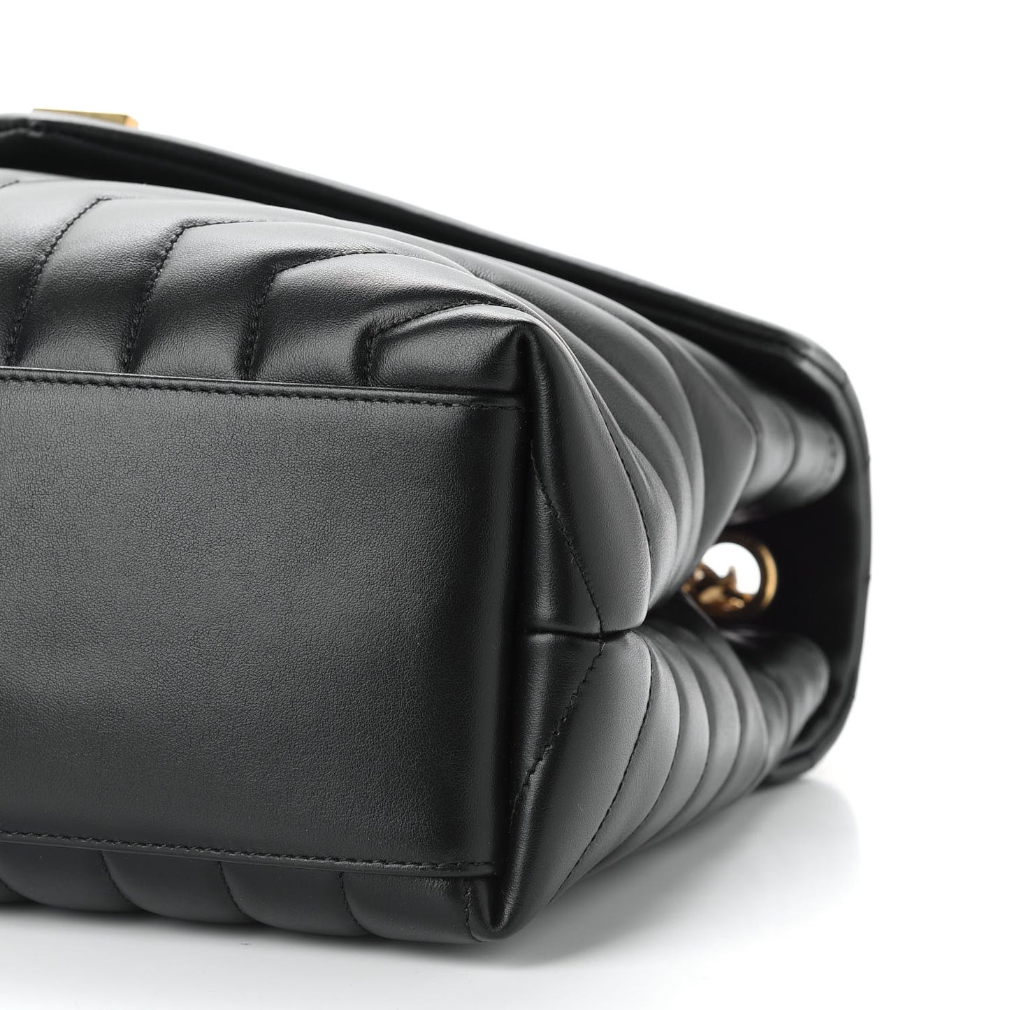 Calfskin Y Quilted Monogram Medium Loulou Chain Satchel Black