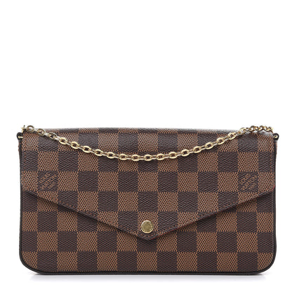 Louis Vuitton Damier Ebene Pochette Felicie Chain Wallet 1 of 10