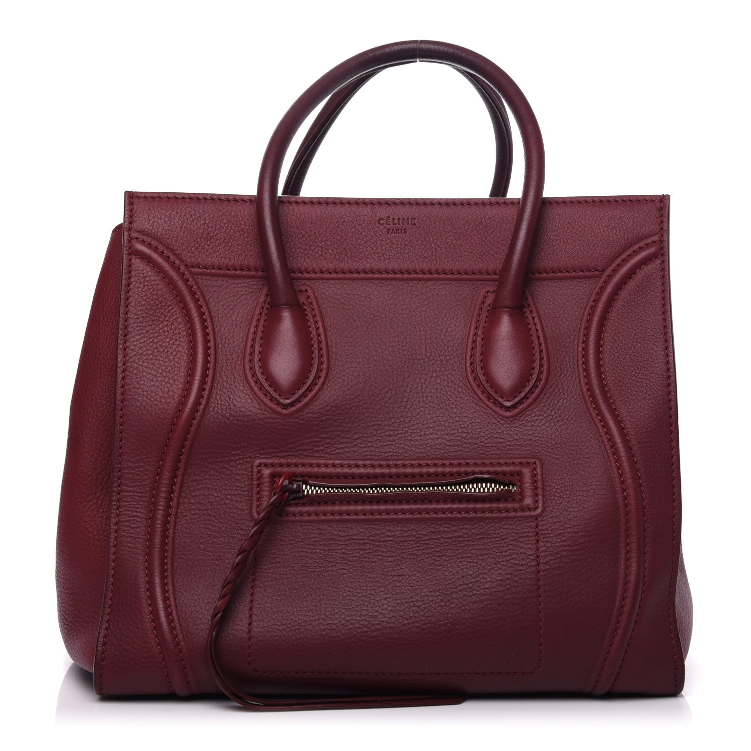 Celine Drummed Calfskin Medium Phantom Luggage Burgundy 1 of 8