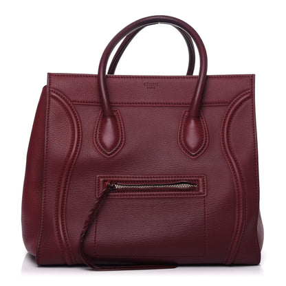 Celine Drummed Calfskin Medium Phantom Luggage Burgundy 1 of 8