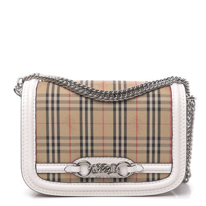 Burberry Smooth Calfskin 1983 Knight Check Link Shoulder Bag White 1 of 9