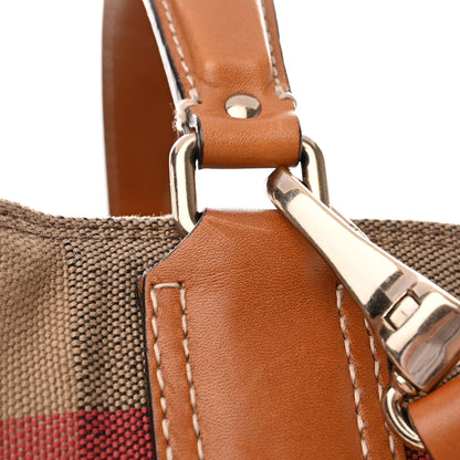 Burberry Canvas Mega Check Medium Ashby Hobo Saddle Brown 10 of 12