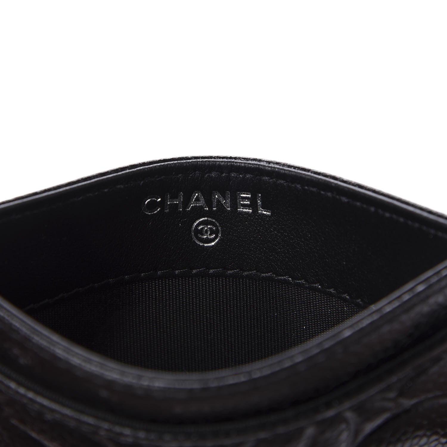 Chanel Caviar Camellia Embossed Card Holder Black 8 of 10