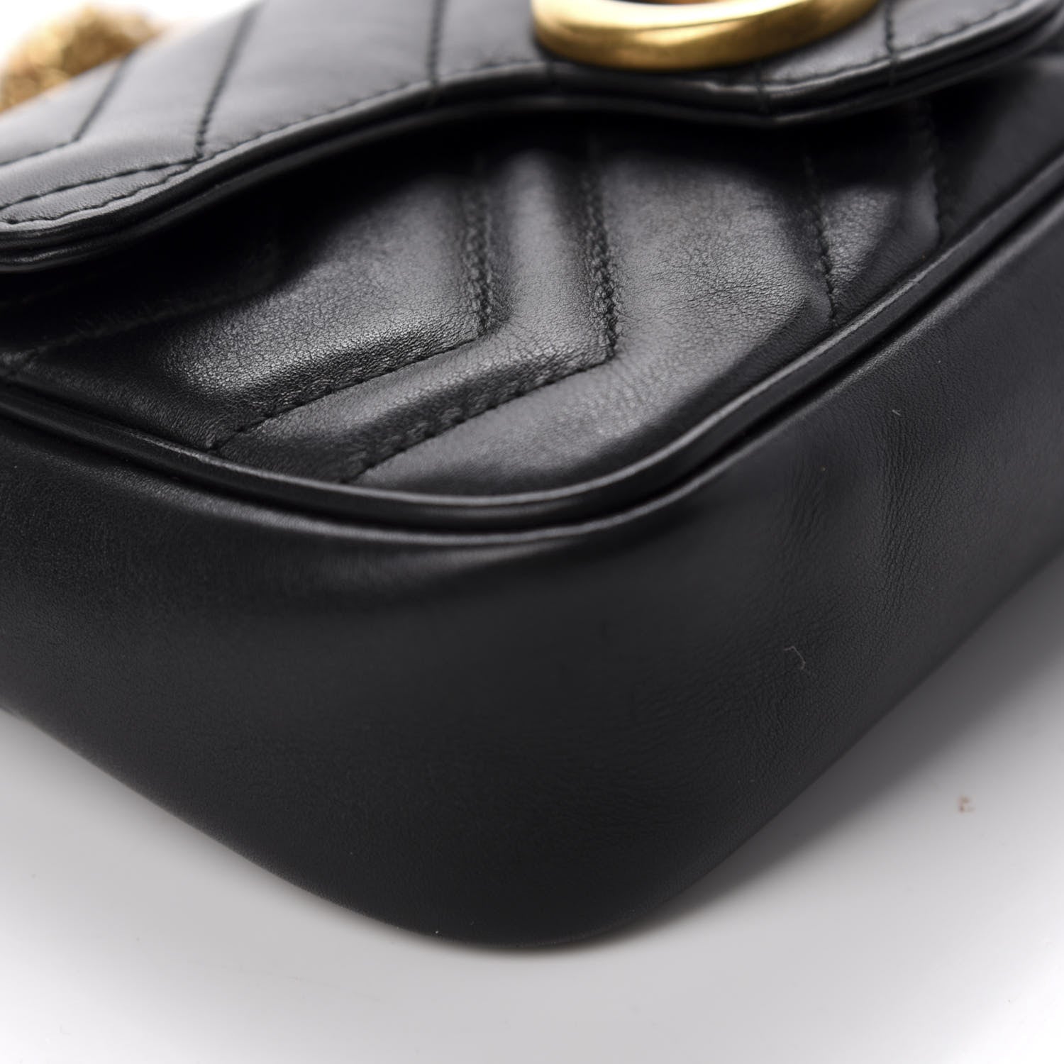 Gucci Calfskin Matelasse Super Mini GG Marmont Shoulder Bag Black 6 of 10