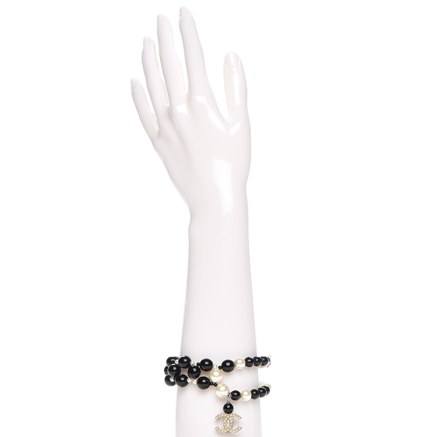 Pearl Bead CC Bracelet Black White