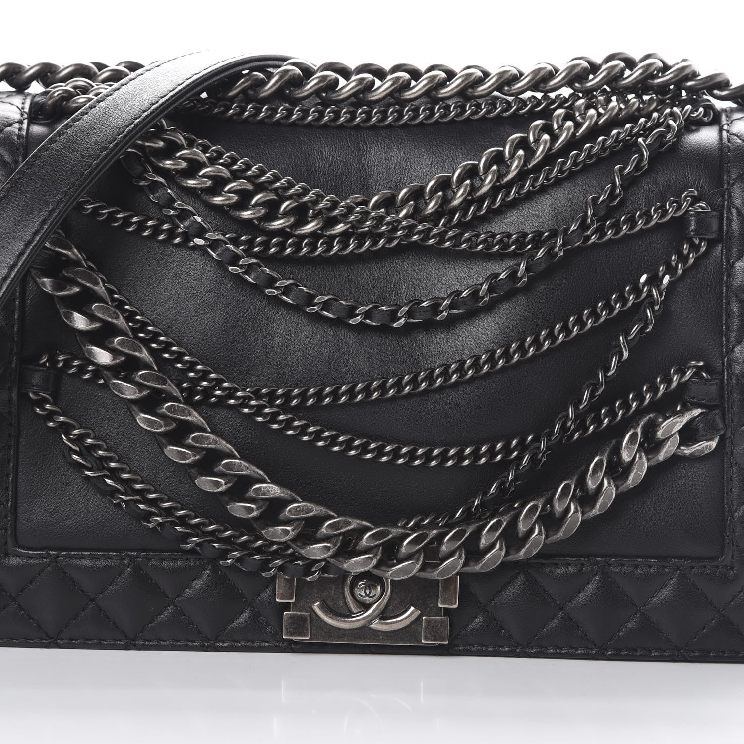 Chanel Calfskin Enchained Medium Boy Flap Black 7 of 12